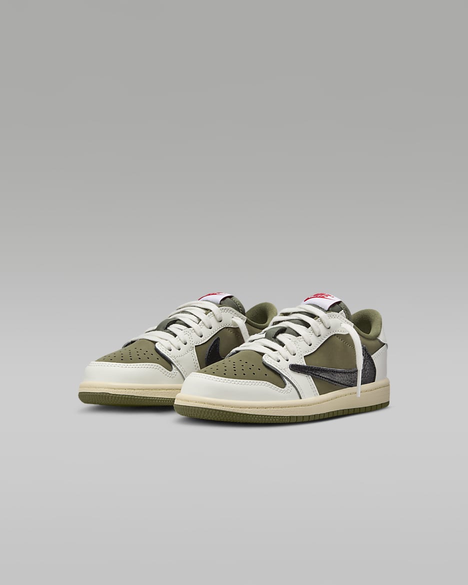Calzado para ninos de preescolar Jordan 1 Low x Travis Scott. Nike MX